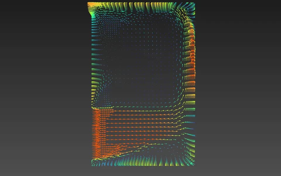 Vetores de velocidade do cálculo em ANSYS Fluent